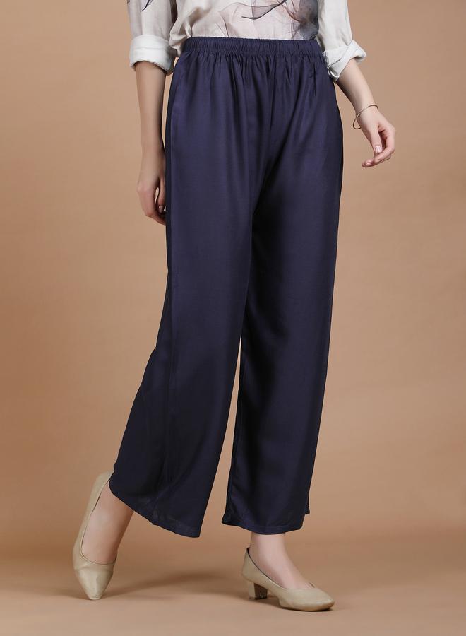 تايك تو بنطال بالازو واسع الساق لون كحلي - Image 2